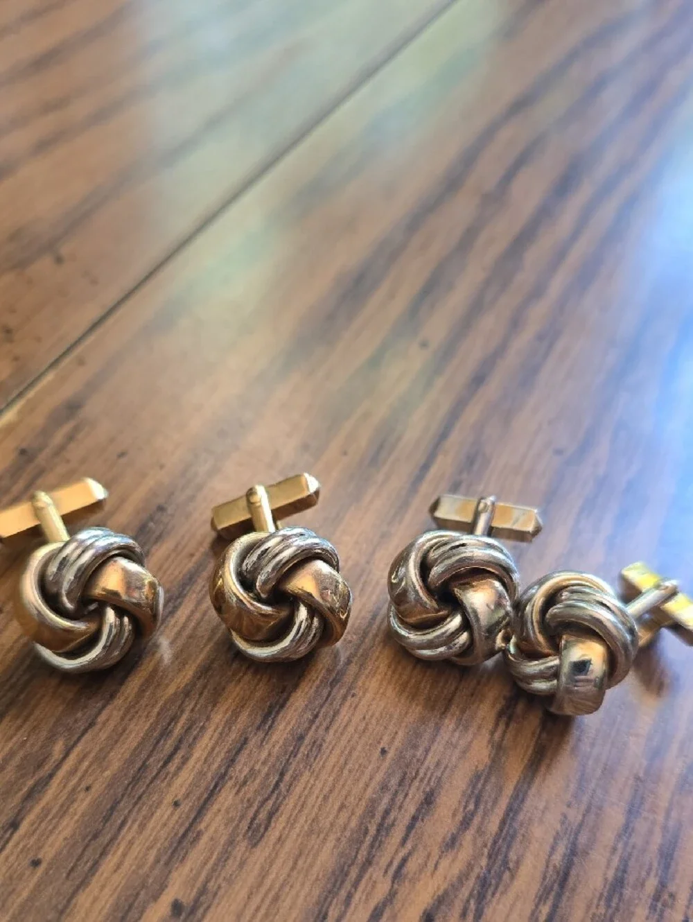Vintage SWANK Knot Design Gold And Silver Tone Cufflinks - Set of 4